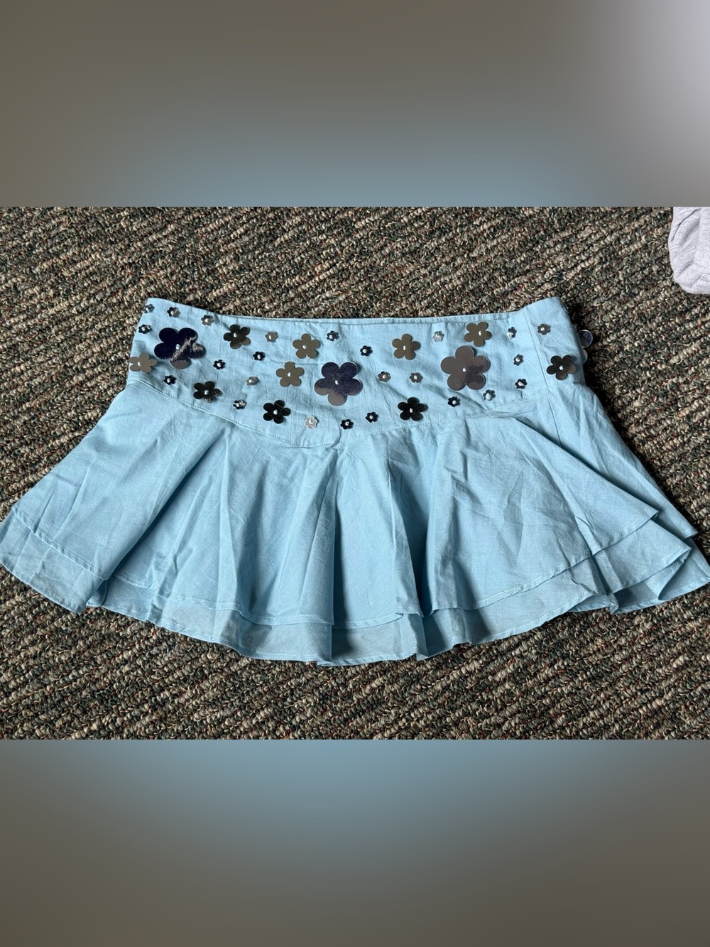 Tyler McGillivary Sequin Mini Skirt Blue x-Small XS| NWT | $380 Retail